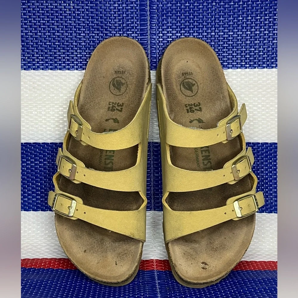 Women’s - Birkenstock Florida Vegan Three Strap Tan Latte Sandals Size 6 Shoes